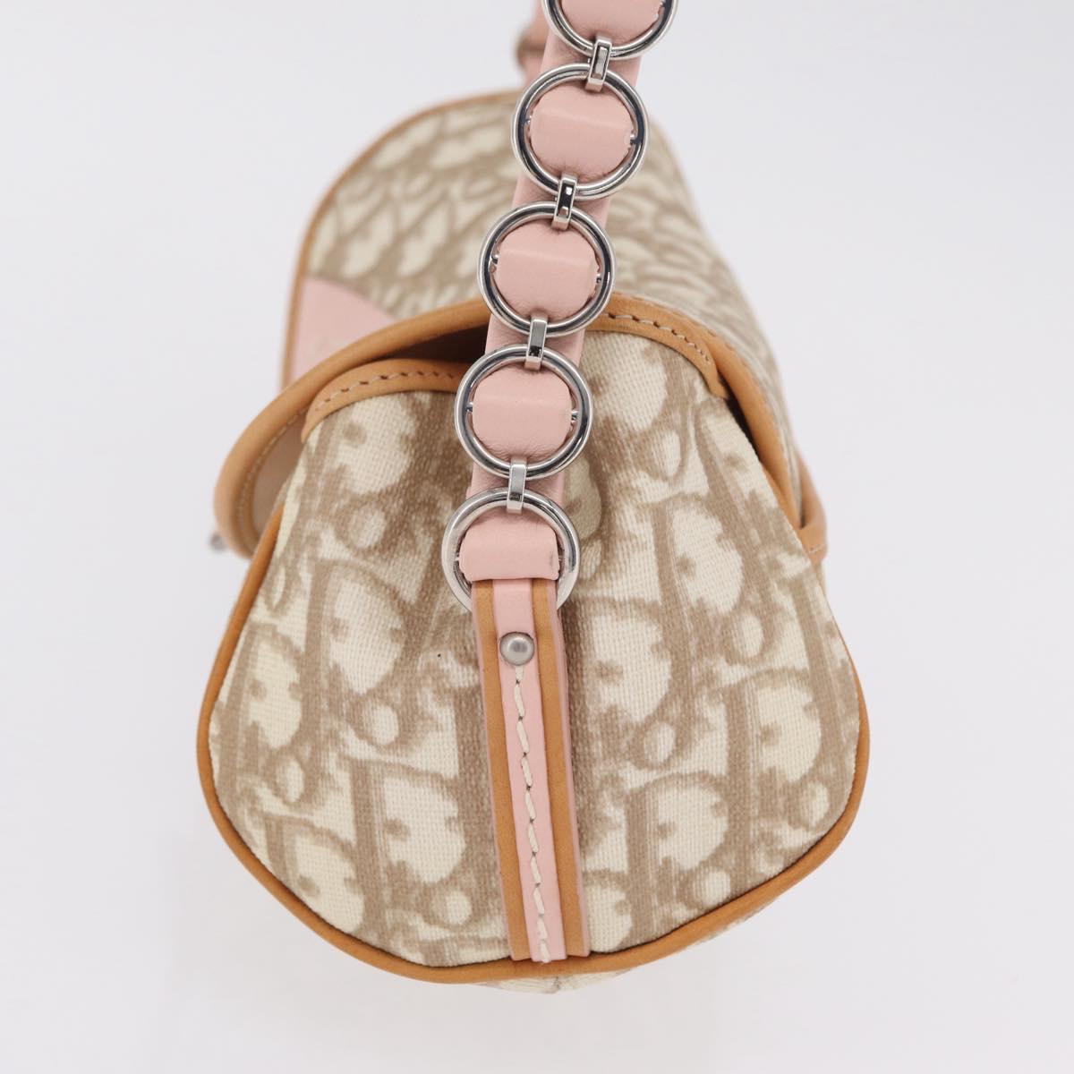 Christian Dior Trotter Canvas Romantic Chain Bag PVC Ivory Silver Auth 206260SAM