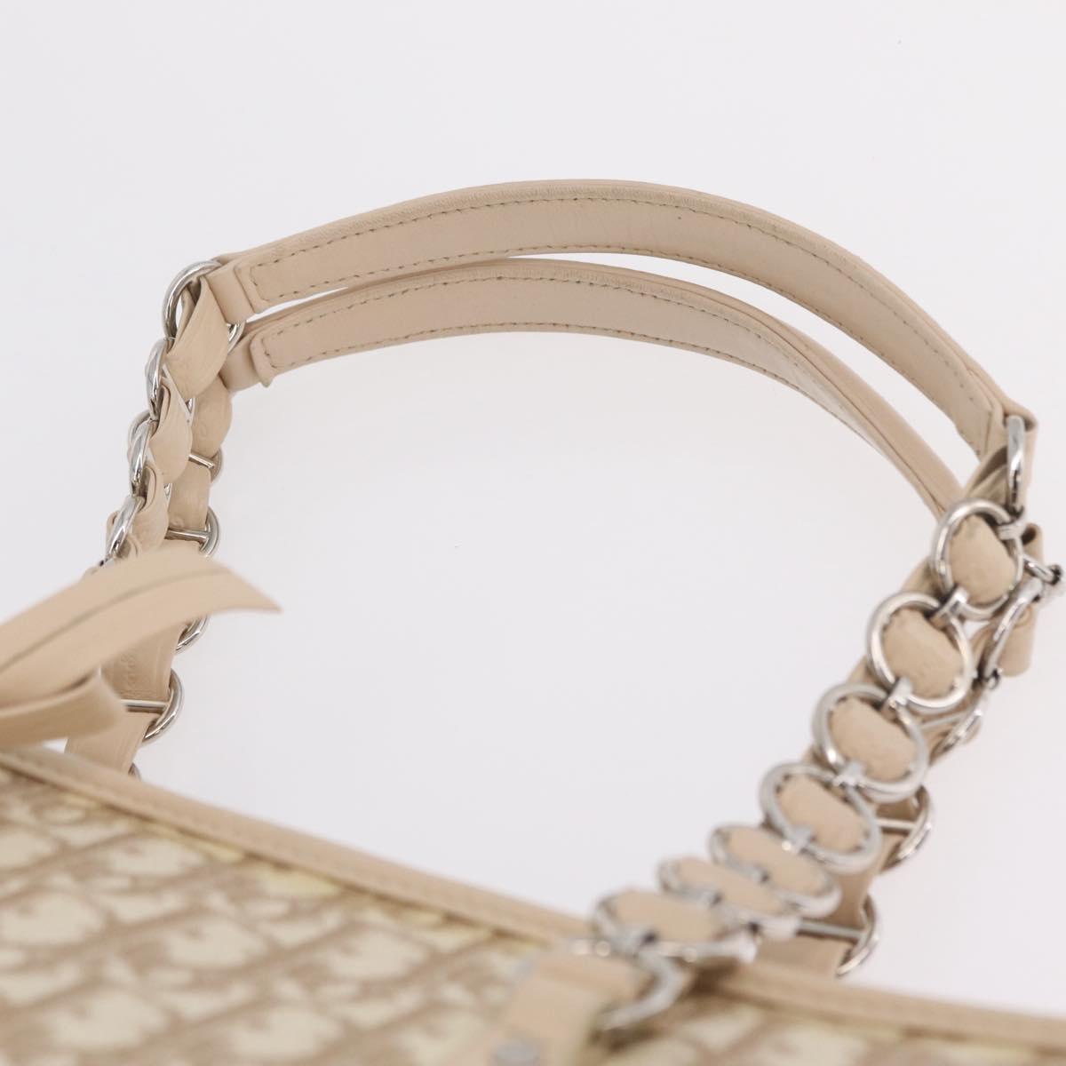 Christian Dior Trotter Canvas Chain Tote Bag PVC Ivory Silver Auth 206261A