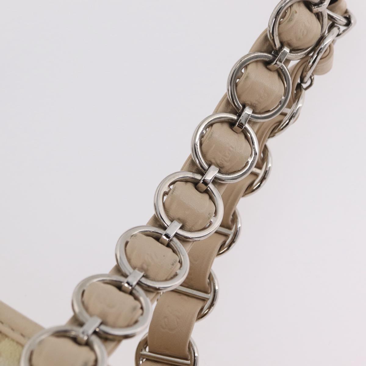 Christian Dior Trotter Canvas Chain Tote Bag PVC Ivory Silver Auth 206261A