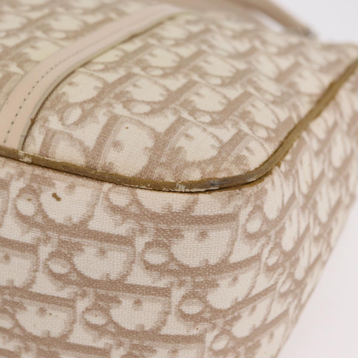 Christian Dior Trotter Canvas Chain Tote Bag PVC Ivory Silver Auth 206261A