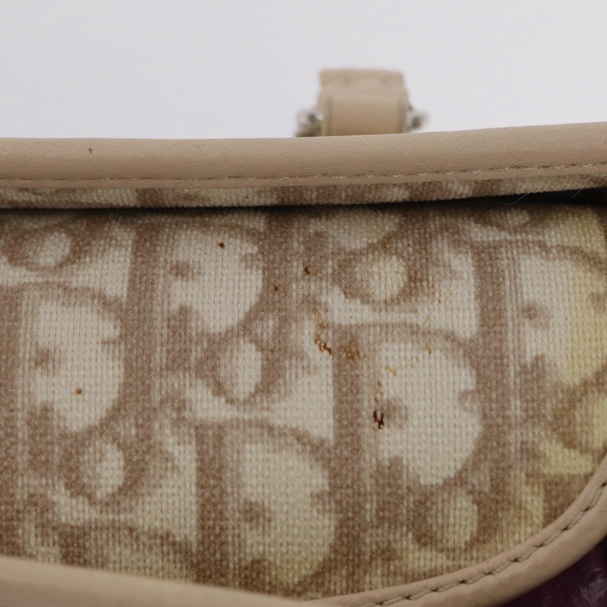 Christian Dior Trotter Canvas Chain Tote Bag PVC Ivory Silver Auth 206261A