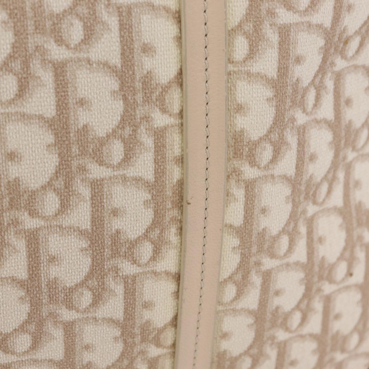 Christian Dior Trotter Canvas Chain Tote Bag PVC Ivory Silver Auth 206261A