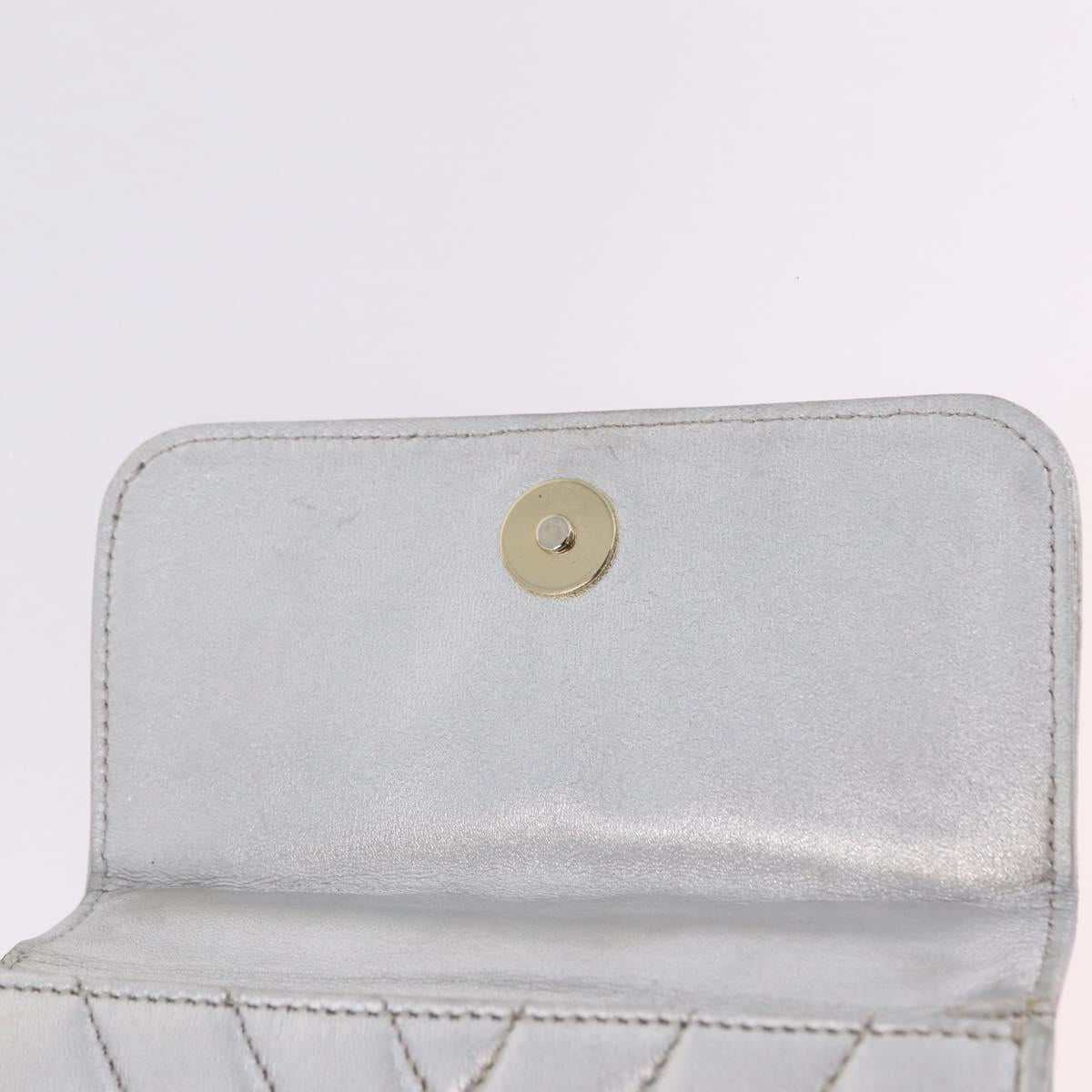 CHANEL V Stitch Hand Bag Lamb Skin Silver Gold CC Auth 206262SAV