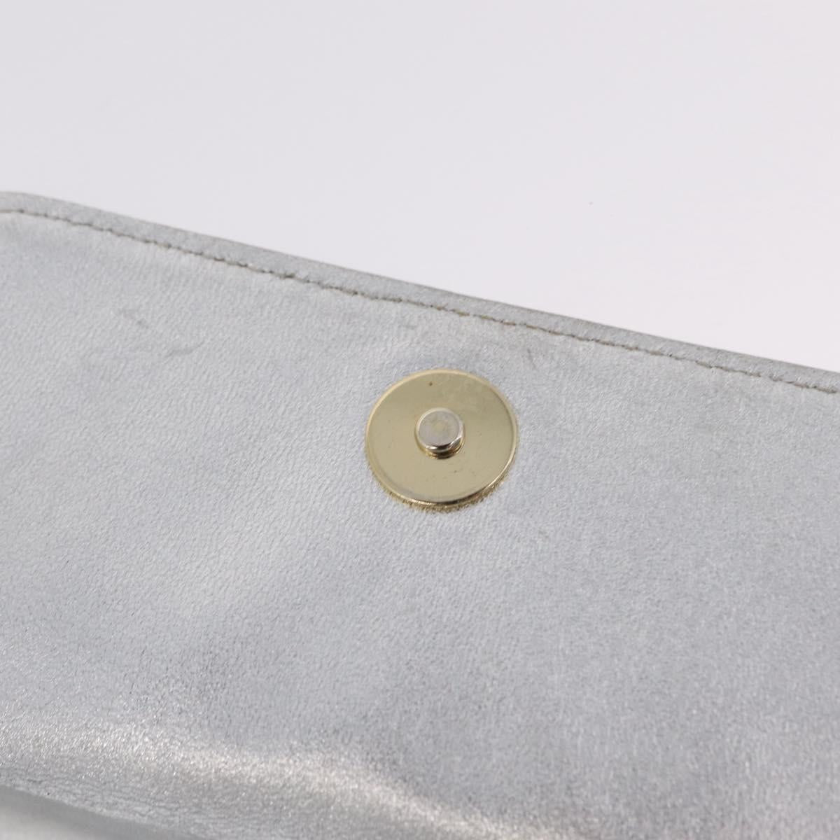 CHANEL V Stitch Hand Bag Lamb Skin Silver Gold CC Auth 206262SAV