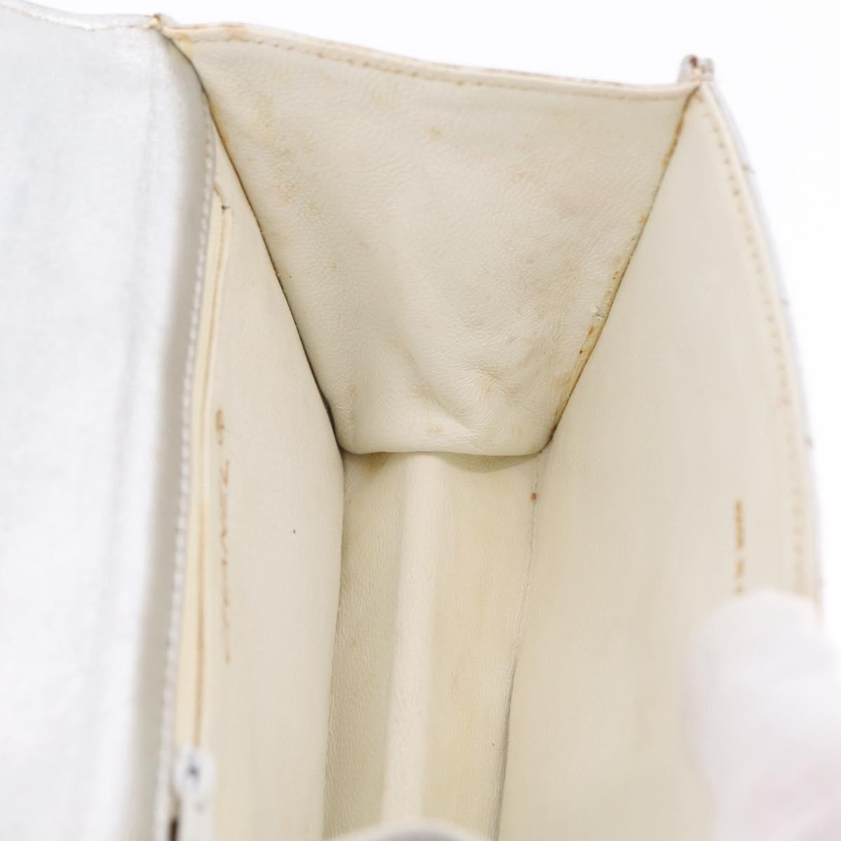 CHANEL V Stitch Hand Bag Lamb Skin Silver Gold CC Auth 206262SAV