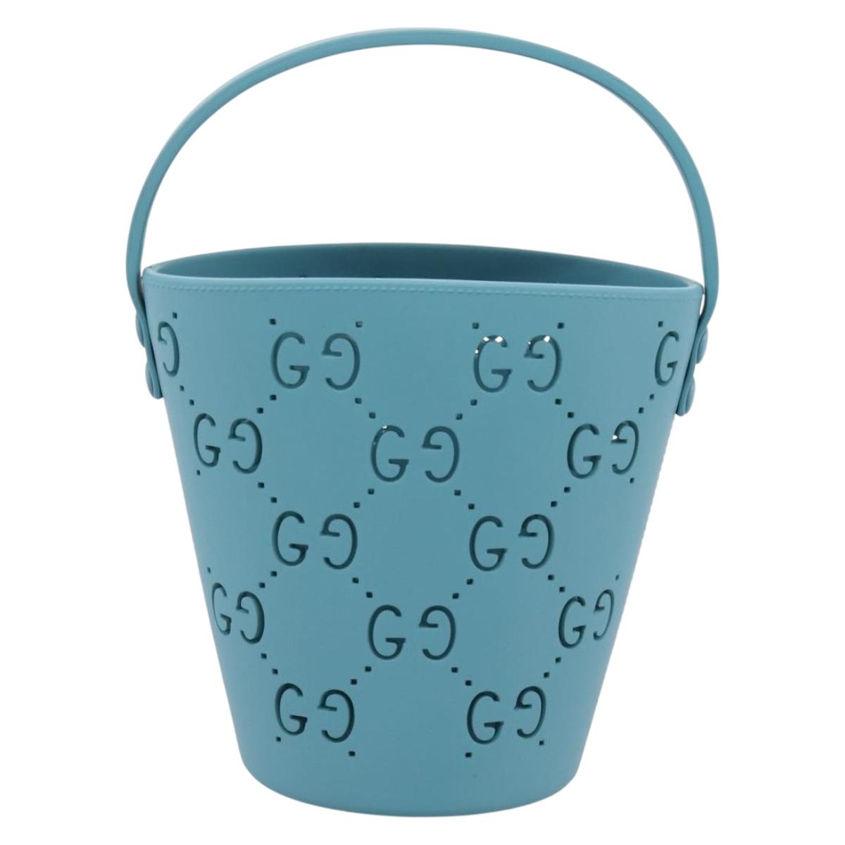 GUCCI Hand Bag Rubber Blue 723051 Auth 206264M