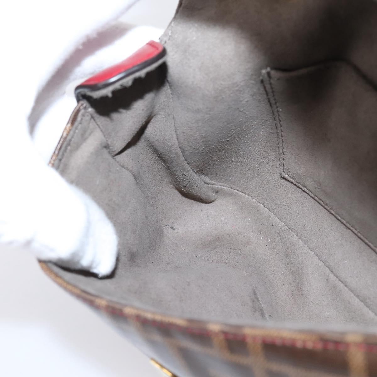 FENDI Zucca Canvas Chain Shoulder Bag PVC Gold Brown Auth 206270A
