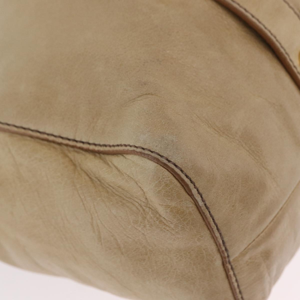 Miu Miu Vitellolux Matelasse Hand Bag Leather 2way Beige Gold Auth 206271A