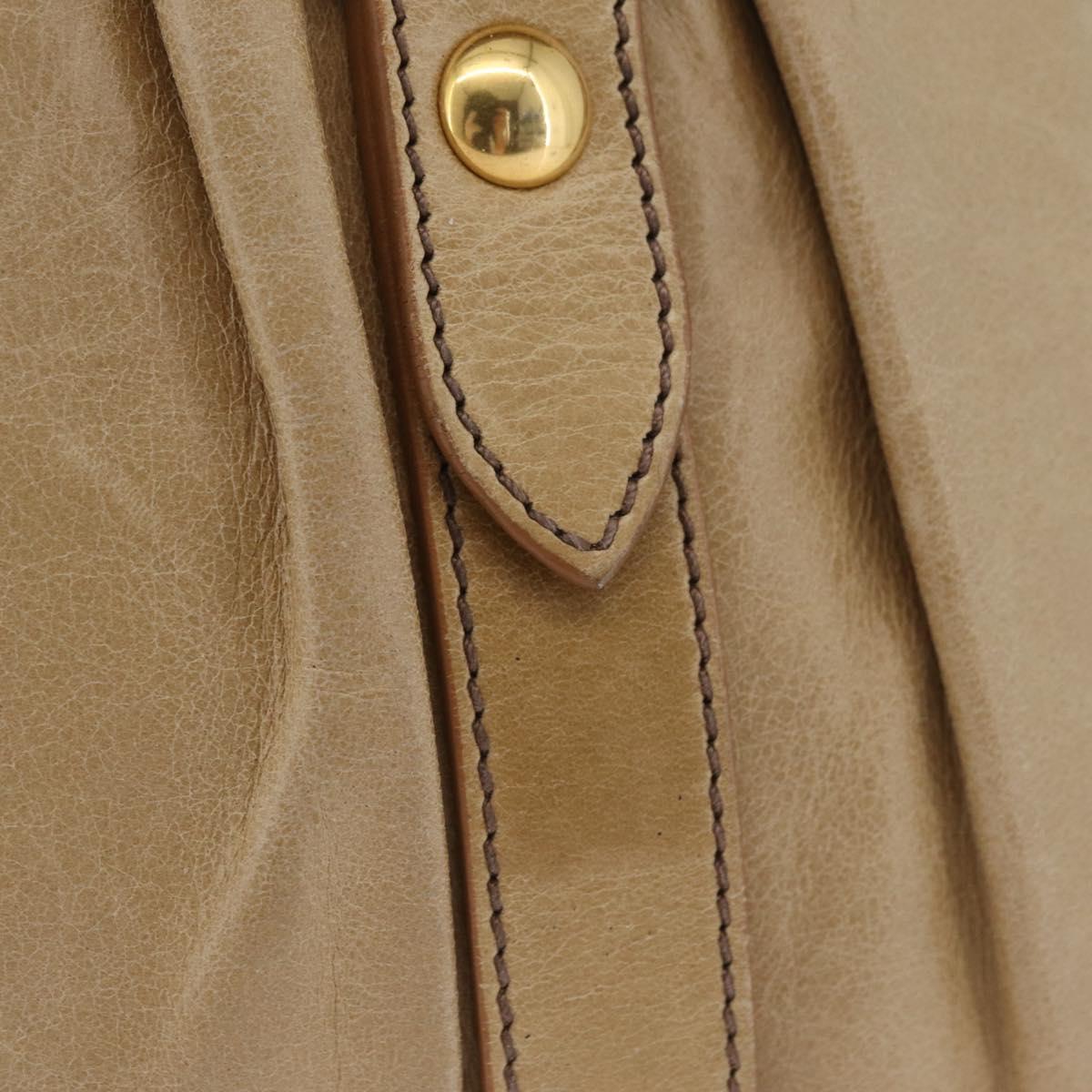 Miu Miu Vitellolux Matelasse Hand Bag Leather 2way Beige Gold Auth 206271A