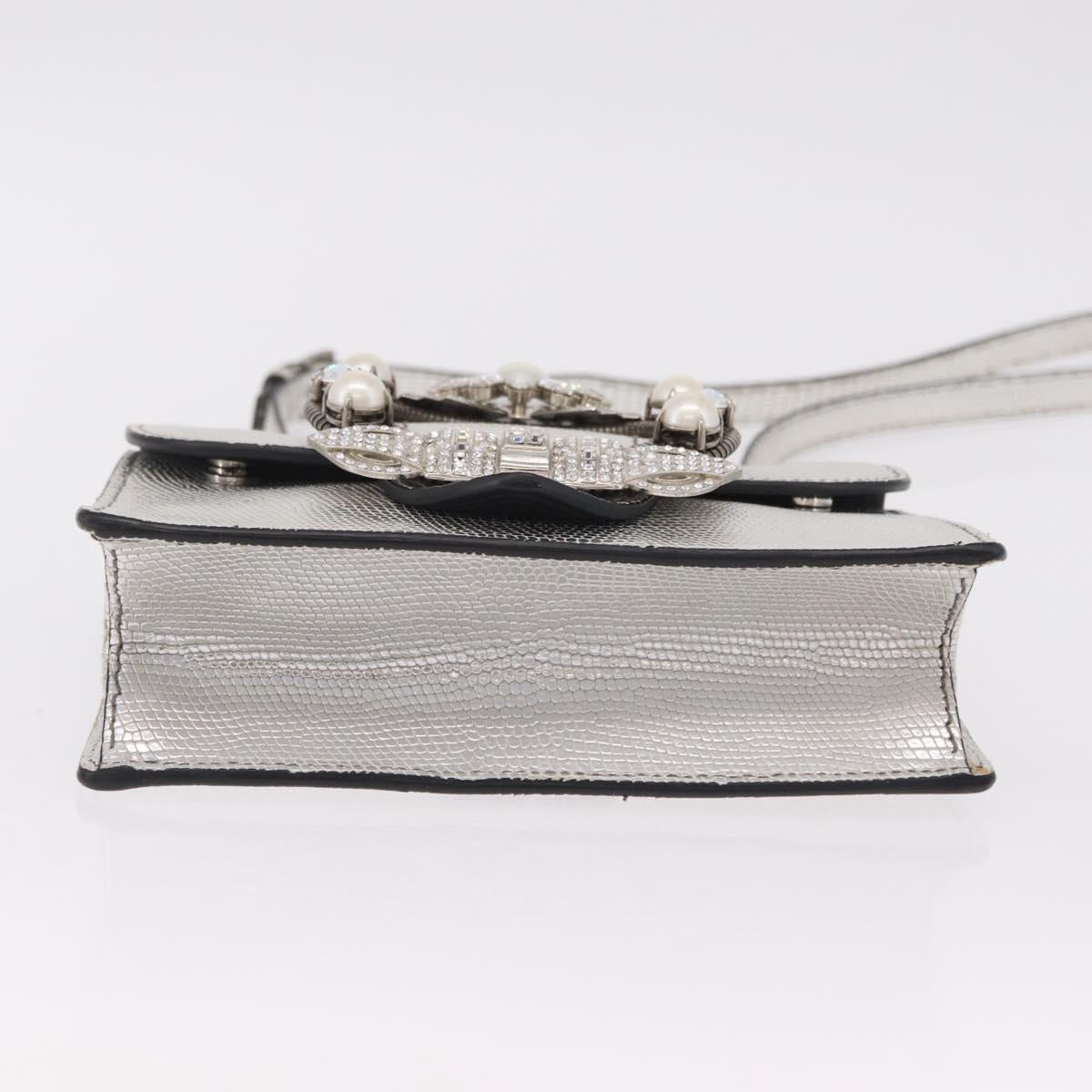 Miu Miu Shoulder Bag Leather Silver Auth 206274M