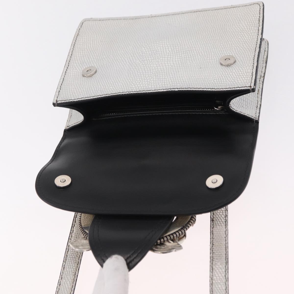 Miu Miu Shoulder Bag Leather Silver Auth 206274M