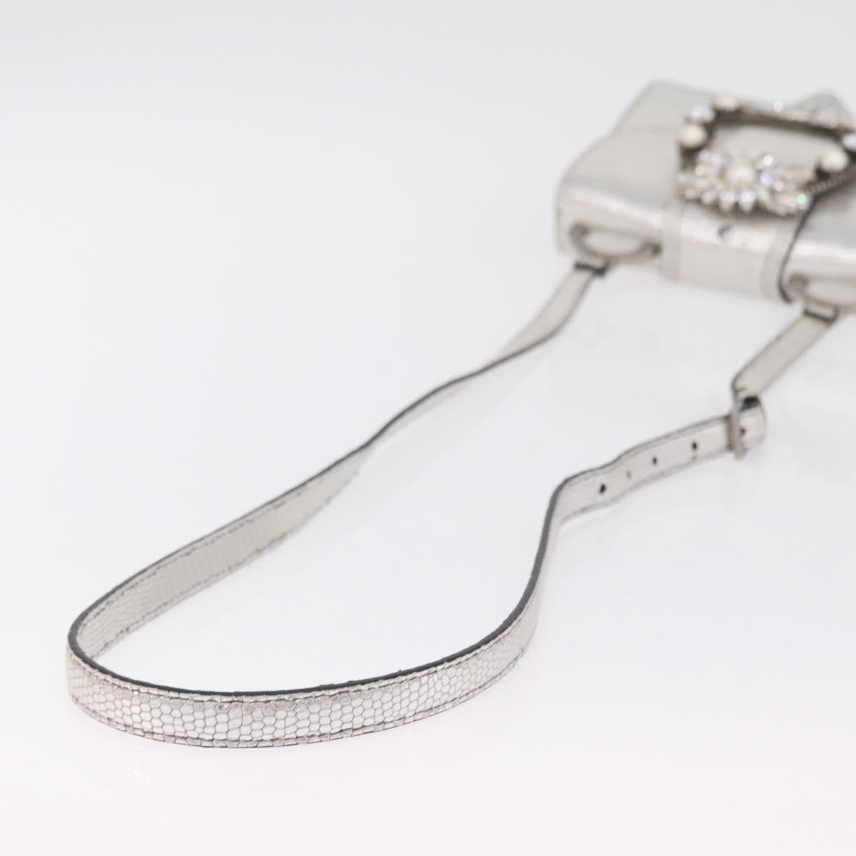 Miu Miu Shoulder Bag Leather Silver Auth 206274M