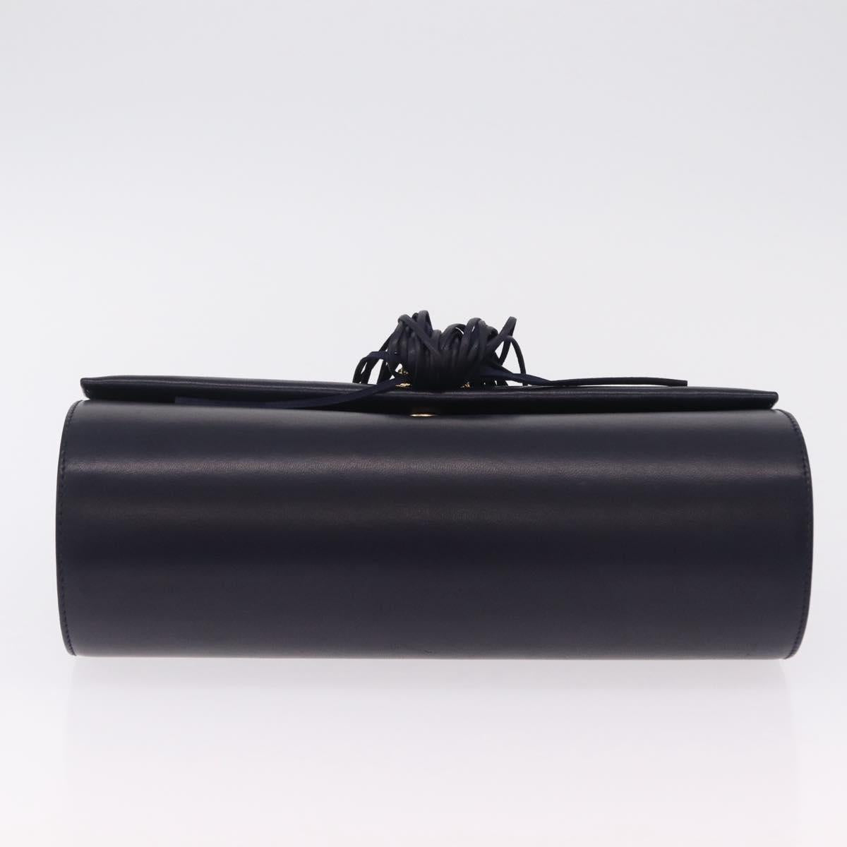 Salvatore Ferragamo Shoulder Bag Leather Navy Gold Auth 206283A