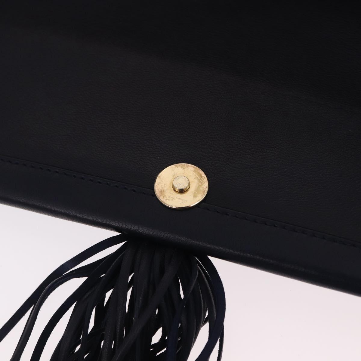 Salvatore Ferragamo Shoulder Bag Leather Navy Gold Auth 206283A