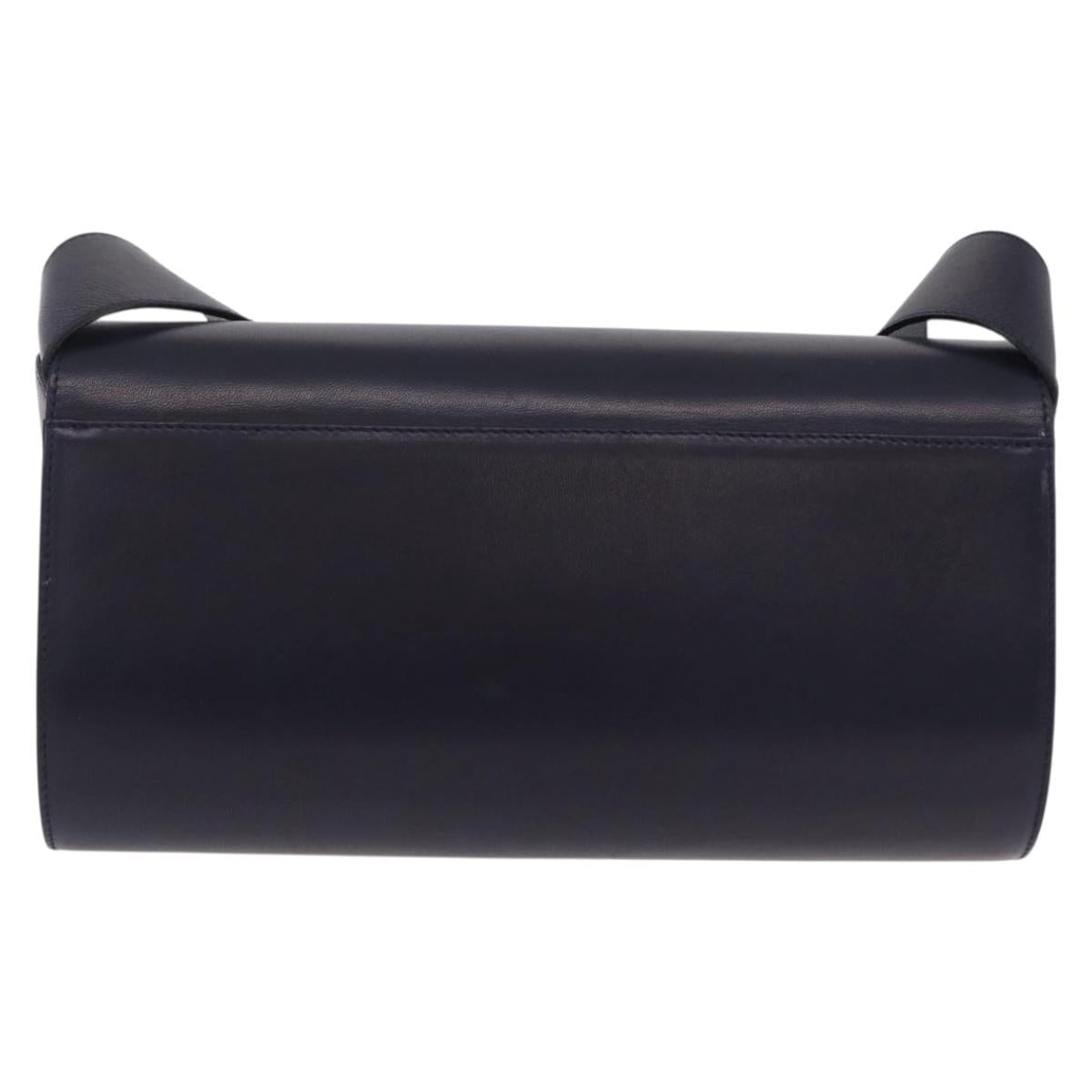 Salvatore Ferragamo Shoulder Bag Leather Navy Gold Auth 206283A