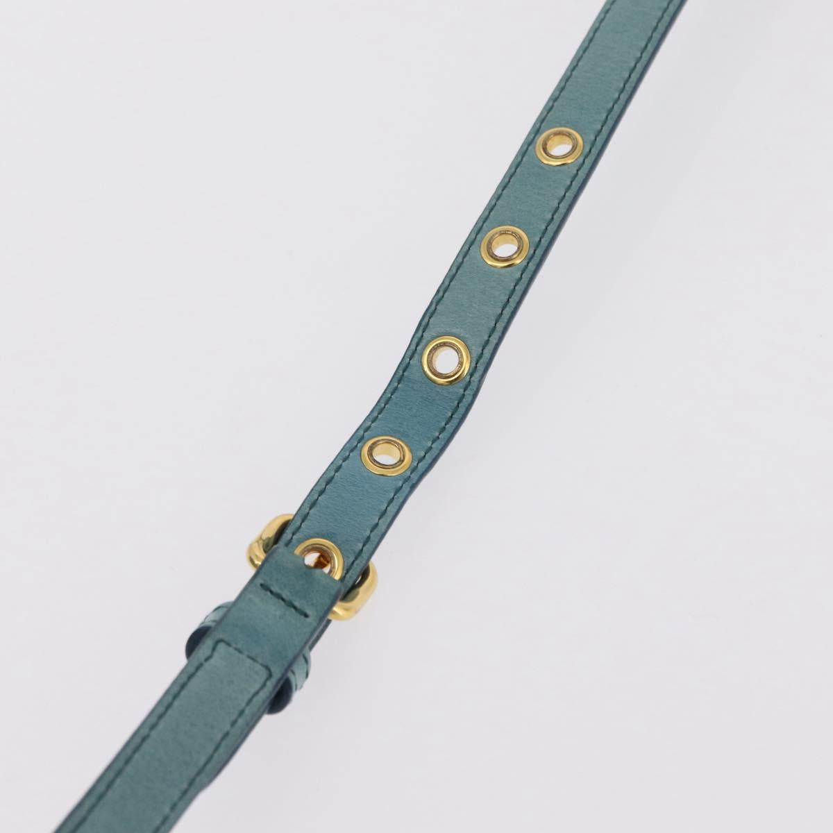 Miu Miu Vitellolux Matelasse Bag Leather 2way Turquoise Blue Gold Auth 206286M