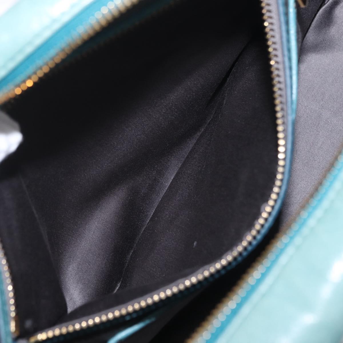 Miu Miu Vitellolux Matelasse Bag Leather 2way Turquoise Blue Gold Auth 206286M