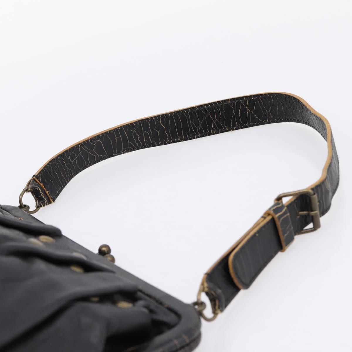 Miu Miu Shoulder Bag Leather Black Gold Auth 206289