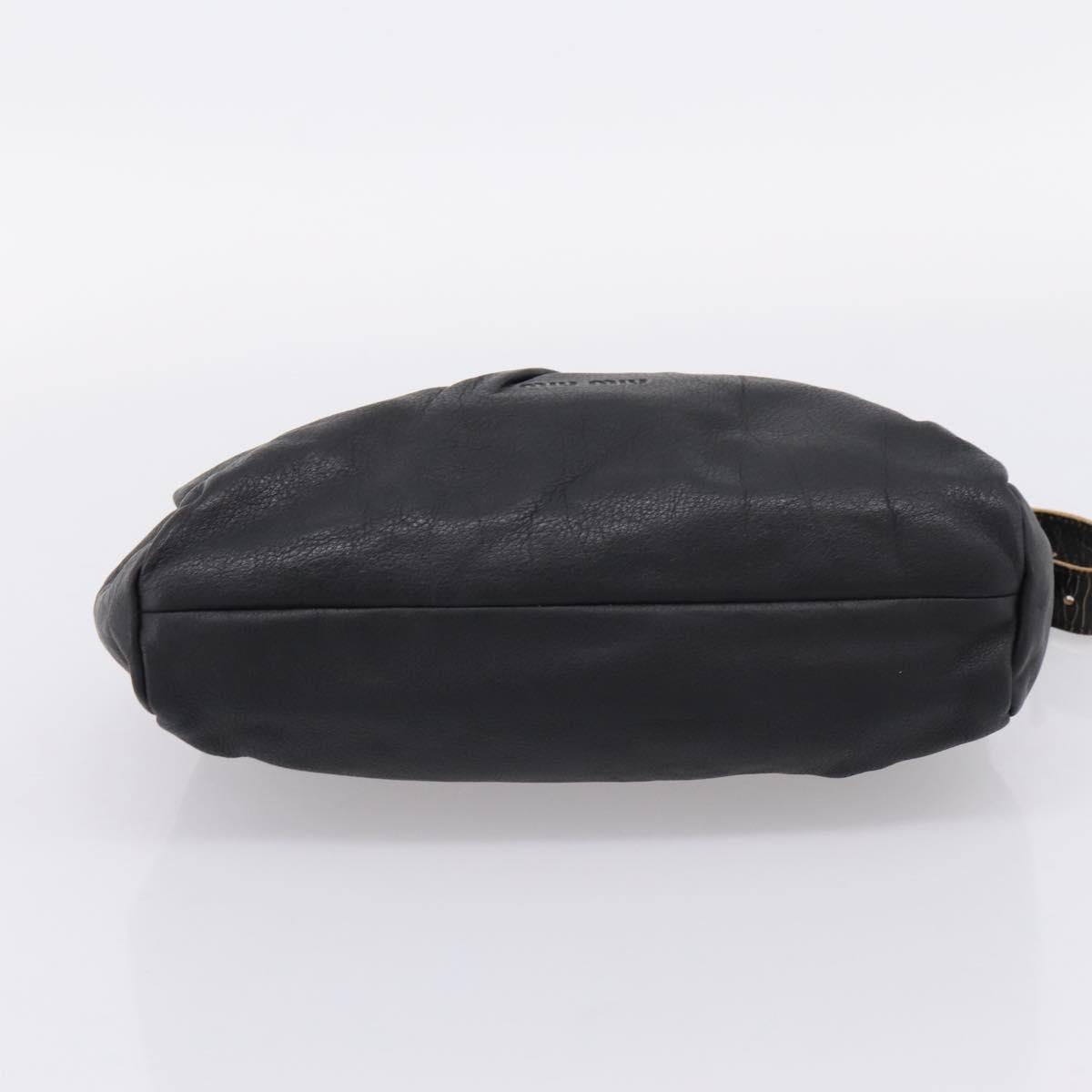 Miu Miu Shoulder Bag Leather Black Gold Auth 206289