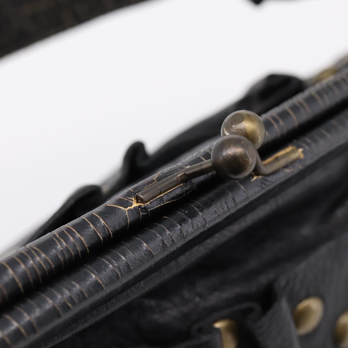 Miu Miu Shoulder Bag Leather Black Gold Auth 206289