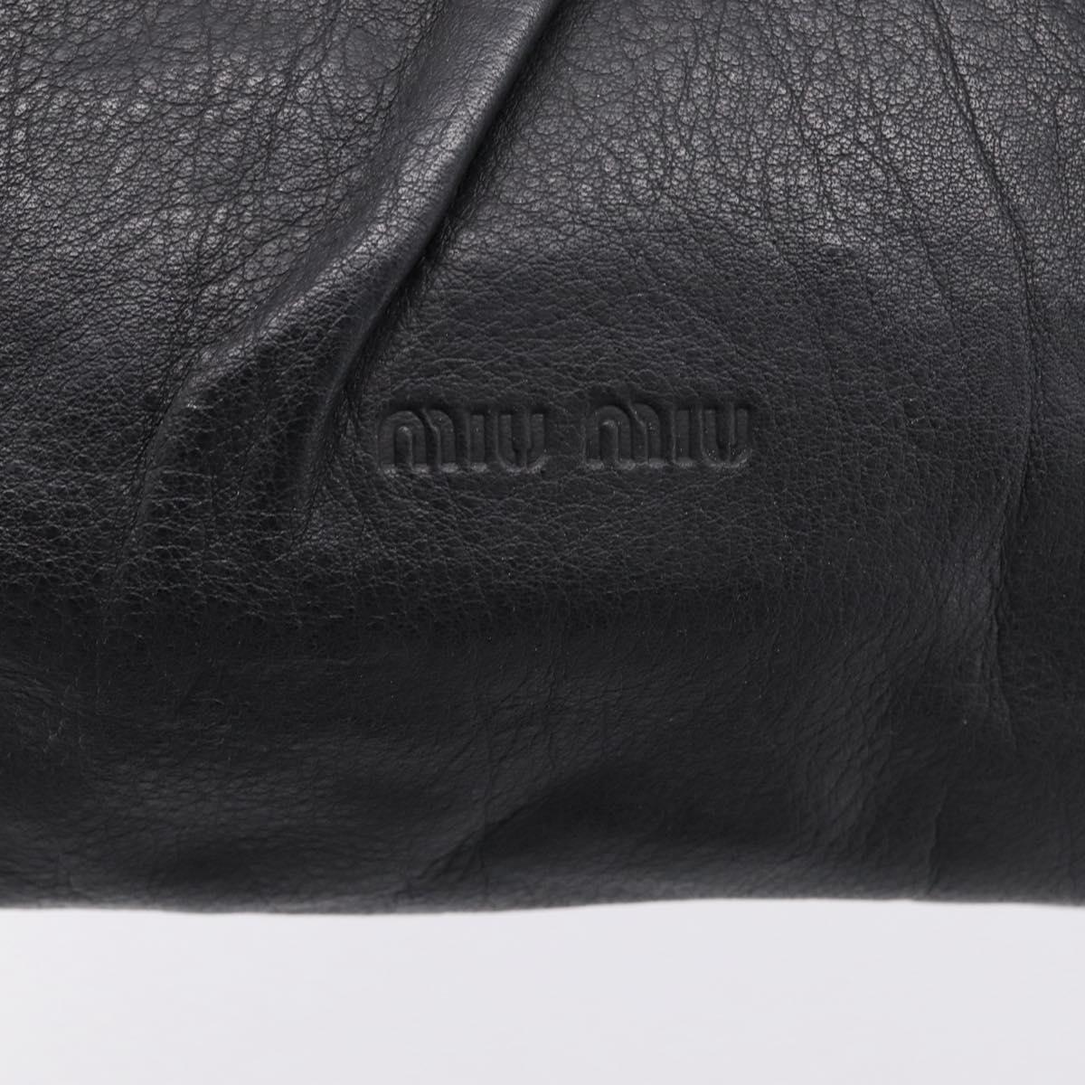 Miu Miu Shoulder Bag Leather Black Gold Auth 206289
