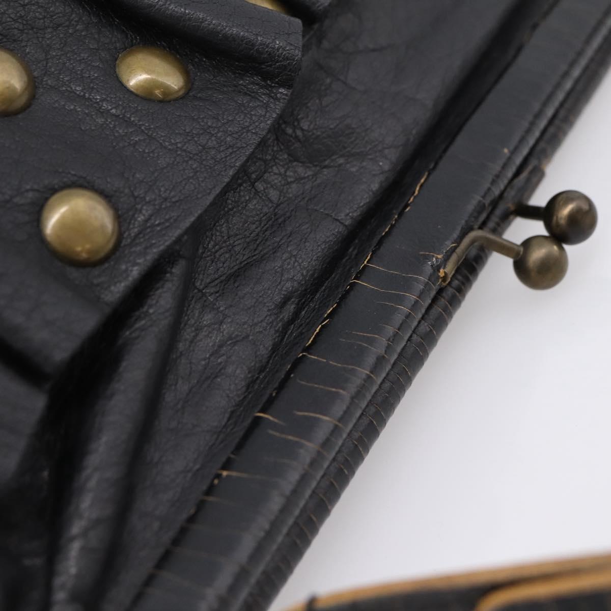 Miu Miu Shoulder Bag Leather Black Gold Auth 206289