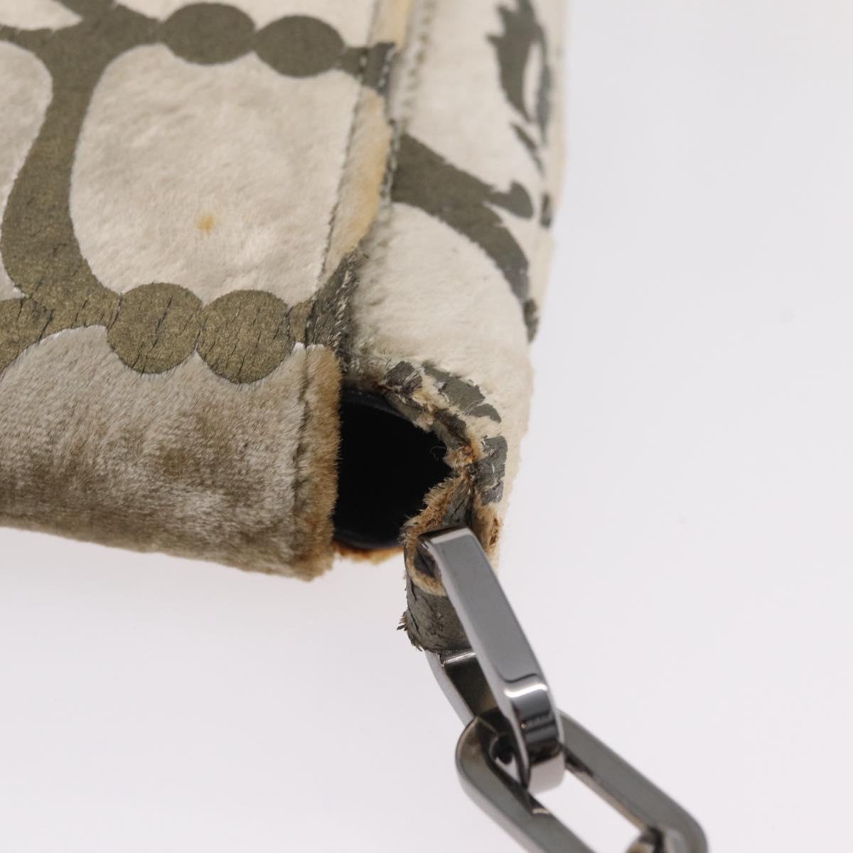 GUCCI Shoulder Bag Velor Beige Silver 001 3829 Auth 206290A