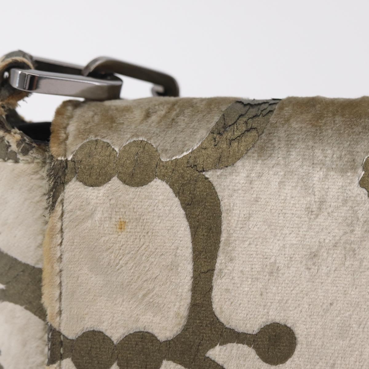 GUCCI Shoulder Bag Velor Beige Silver 001 3829 Auth 206290A