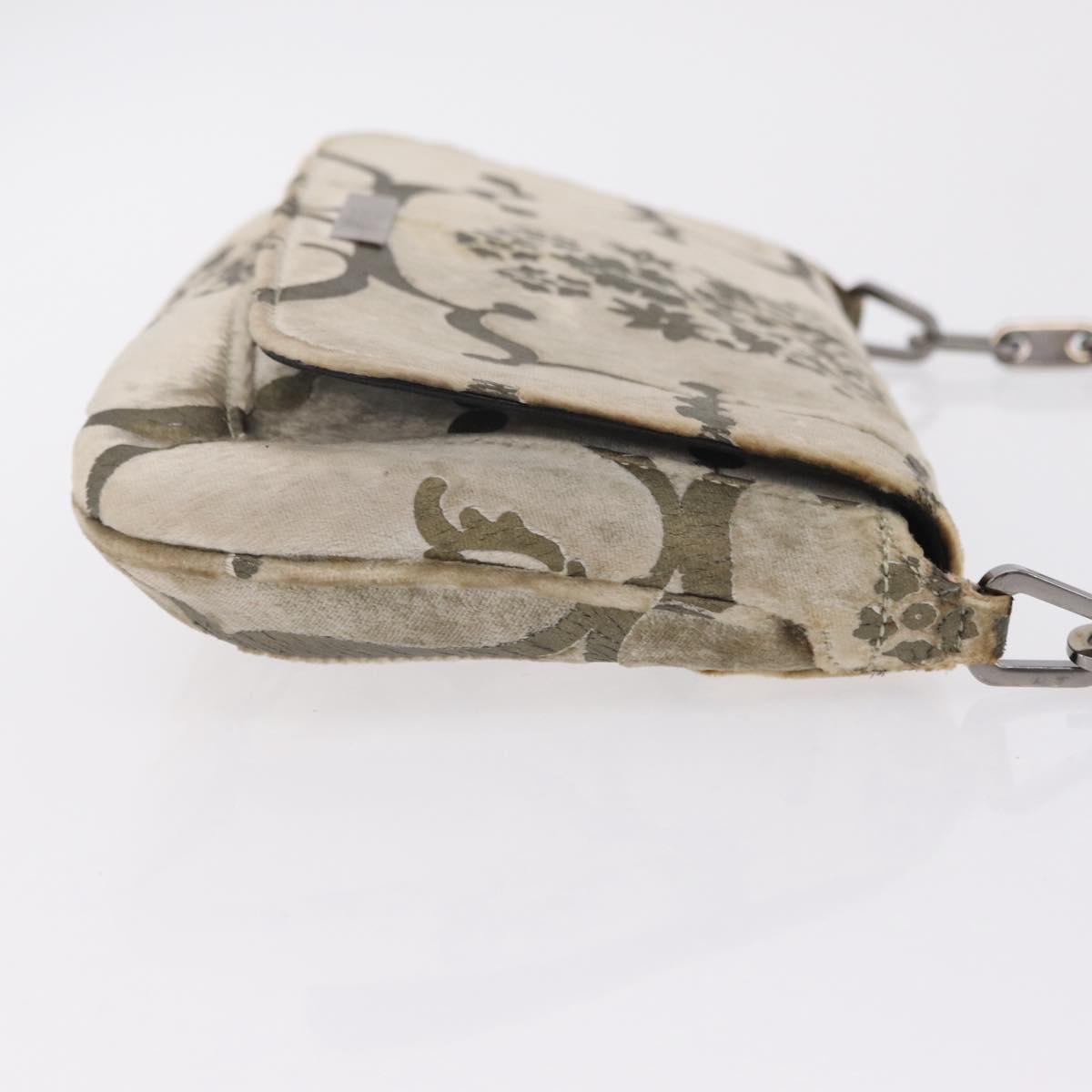 GUCCI Shoulder Bag Velor Beige Silver 001 3829 Auth 206290A