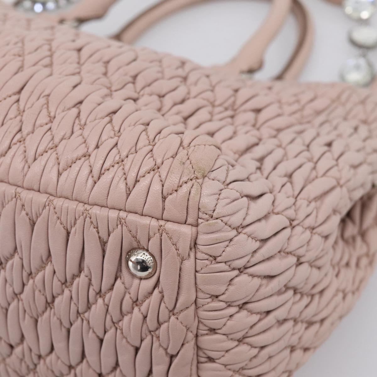 Miu Miu Matelasse Chain Shoulder Bag Leather 2way Pink Silver Auth 206292A