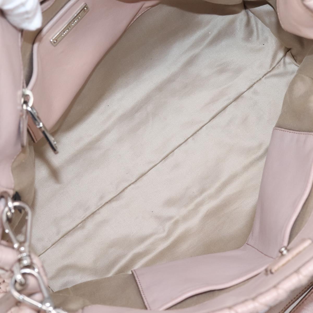 Miu Miu Matelasse Chain Shoulder Bag Leather 2way Pink Silver Auth 206292A