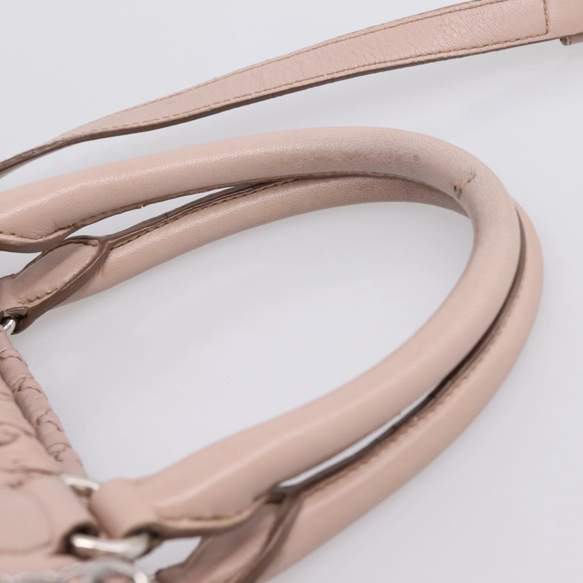 Miu Miu Matelasse Chain Shoulder Bag Leather 2way Pink Silver Auth 206292A