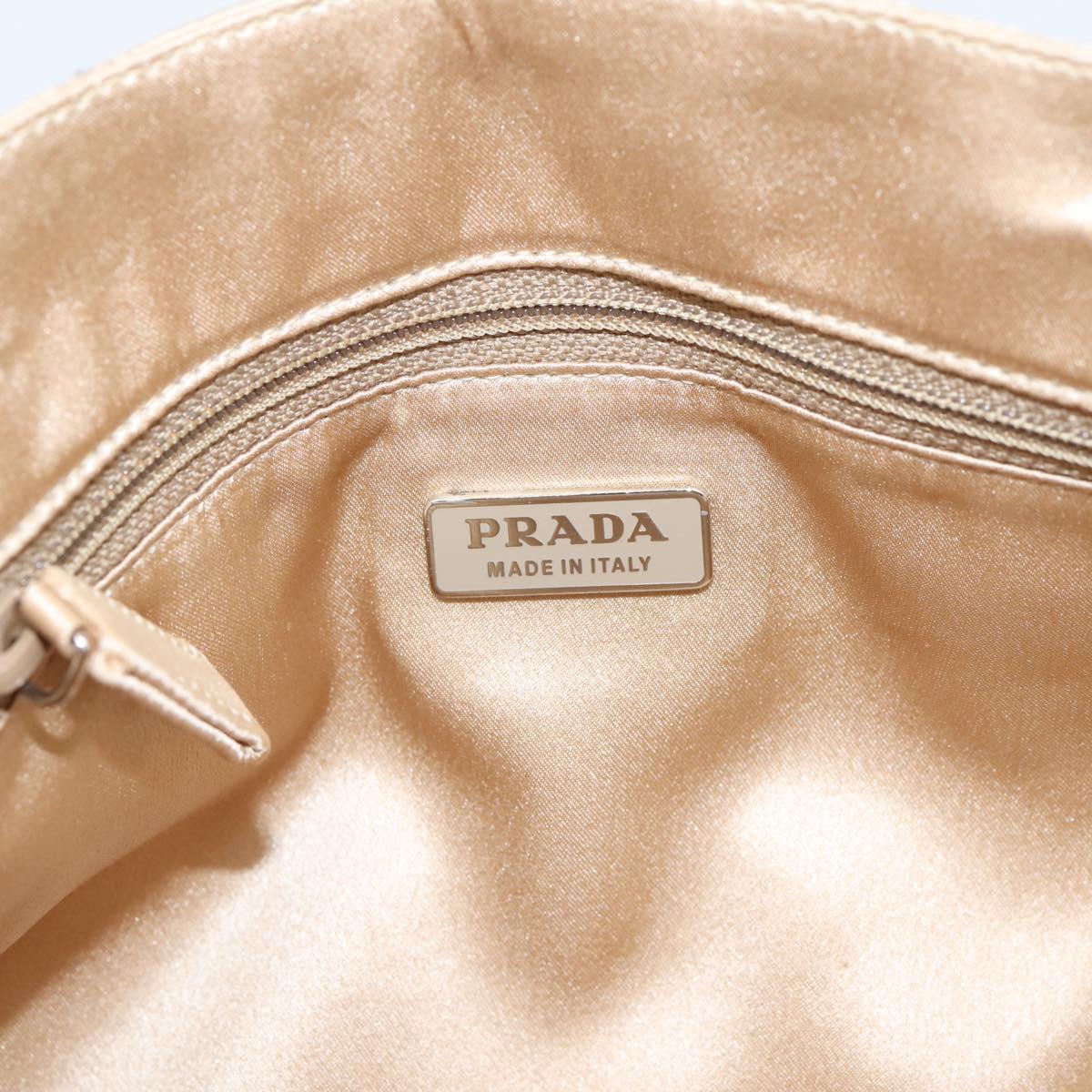 PRADA Chain Hand Bag Satin Gold Auth 206293M