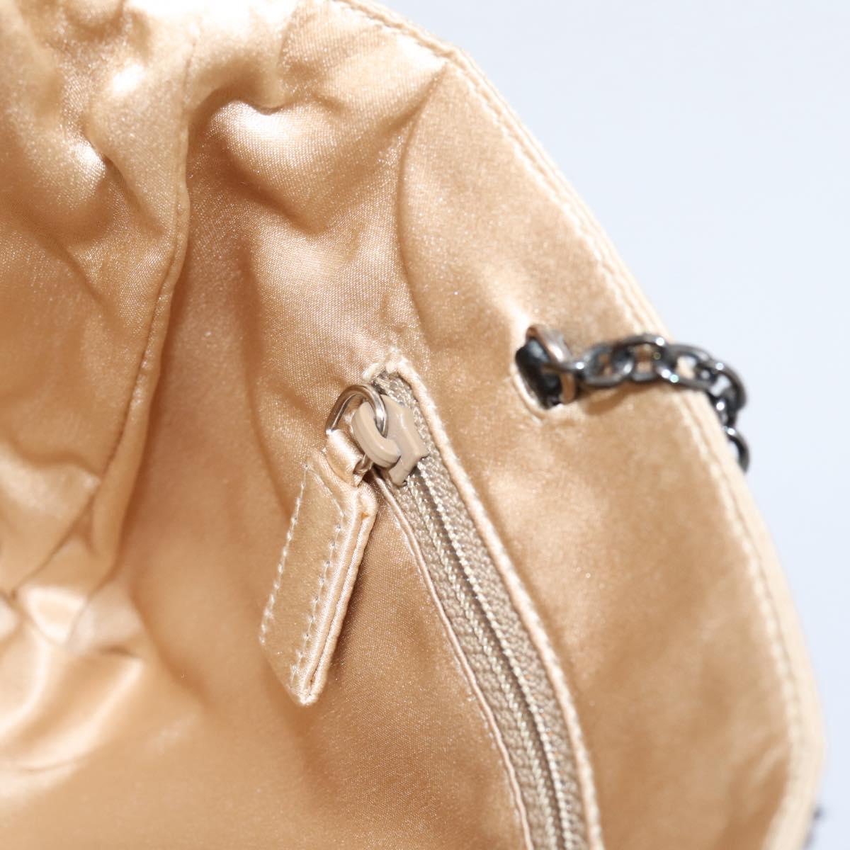 PRADA Chain Hand Bag Satin Gold Auth 206293M