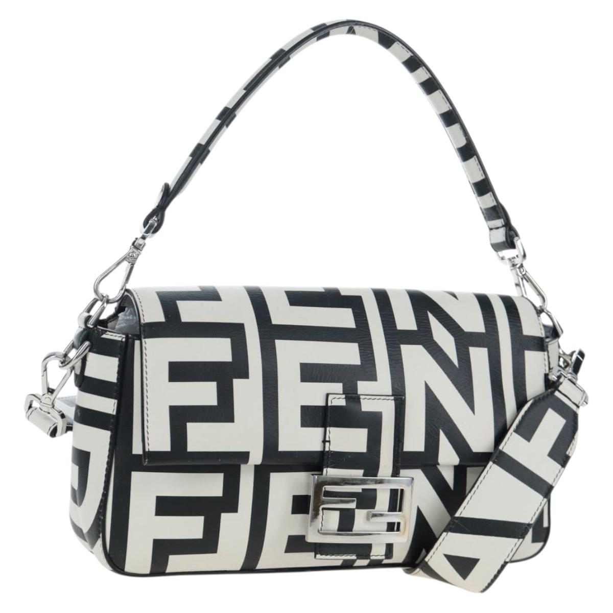 FENDI Mamma Baguette Shoulder Bag Leather Mark Jacobs Black 8BR600 Auth 206295M