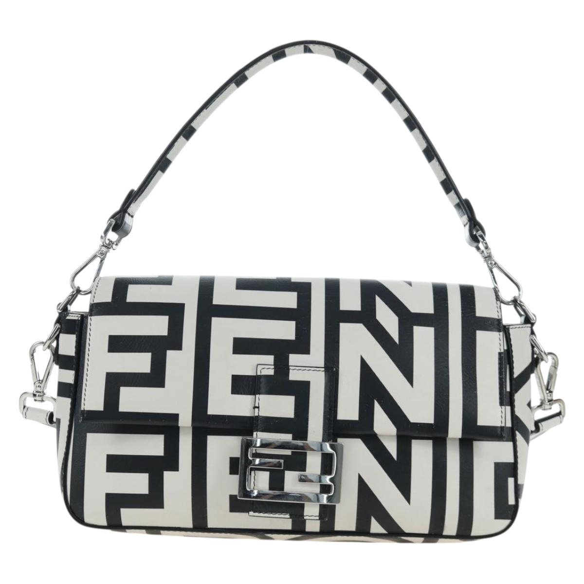 FENDI Mamma Baguette Shoulder Bag Leather Mark Jacobs Black 8BR600 Auth 206295M