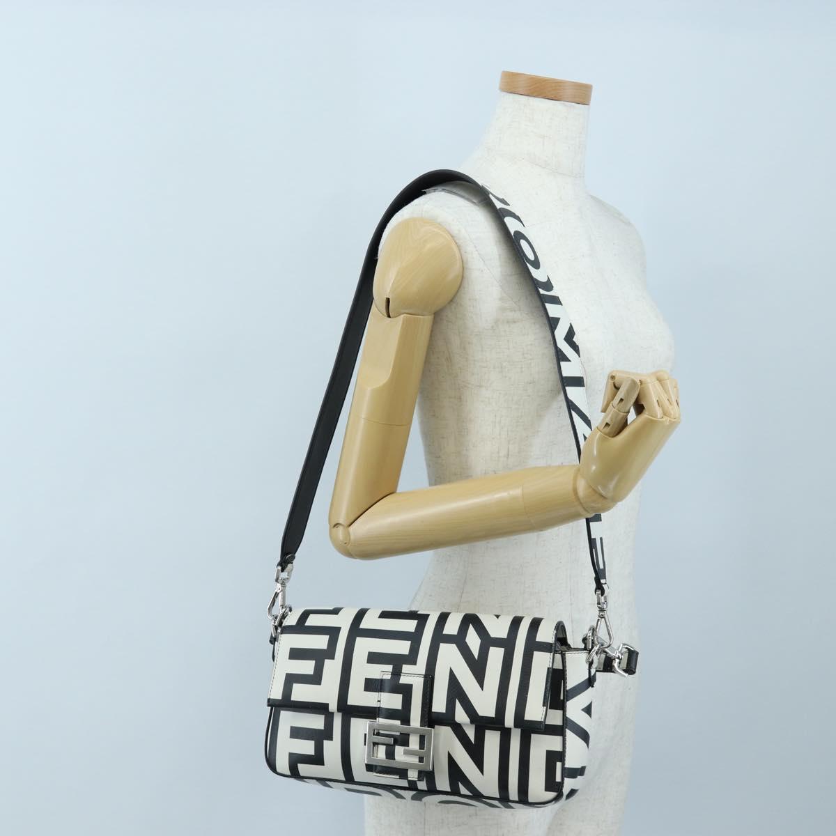 FENDI Mamma Baguette Shoulder Bag Leather Mark Jacobs Black 8BR600 Auth 206295M
