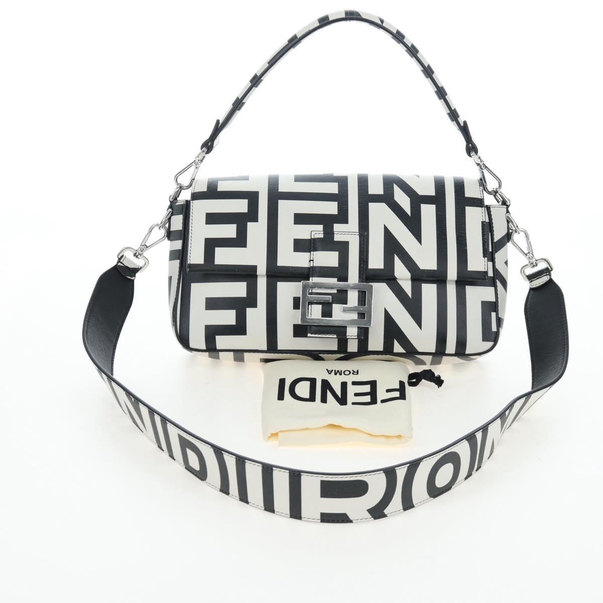 FENDI Mamma Baguette Shoulder Bag Leather Mark Jacobs Black 8BR600 Auth 206295M