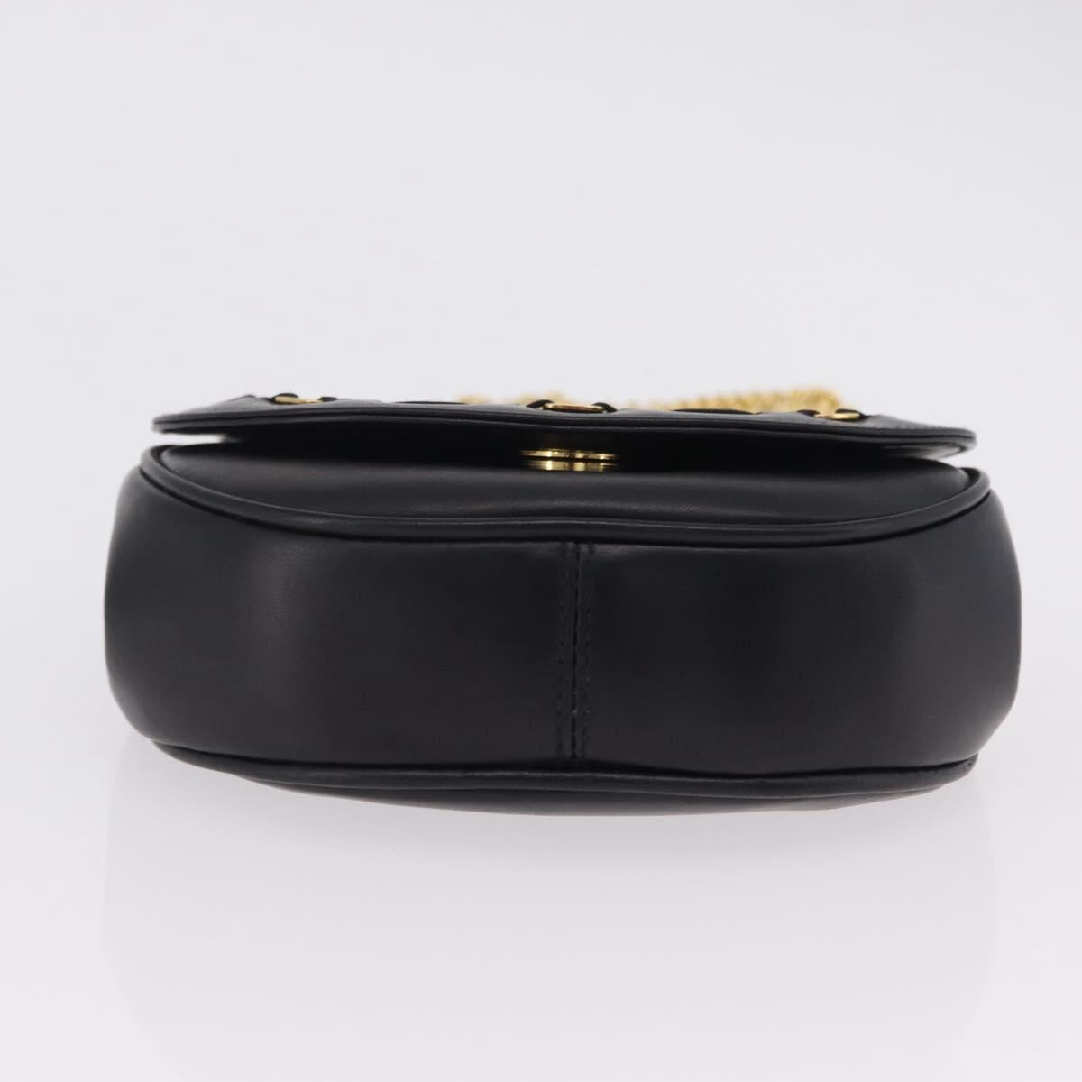 Salvatore Ferragamo Vala Chain Shoulder Bag Leather Black Gold Auth 206299