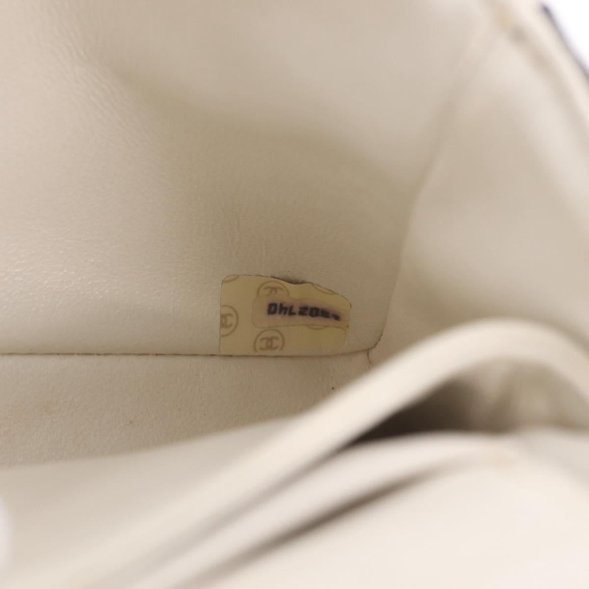 CHANEL Matelasse Chain Shoulder Bag Lamb Skin Gold White CC Auth 206300SAV