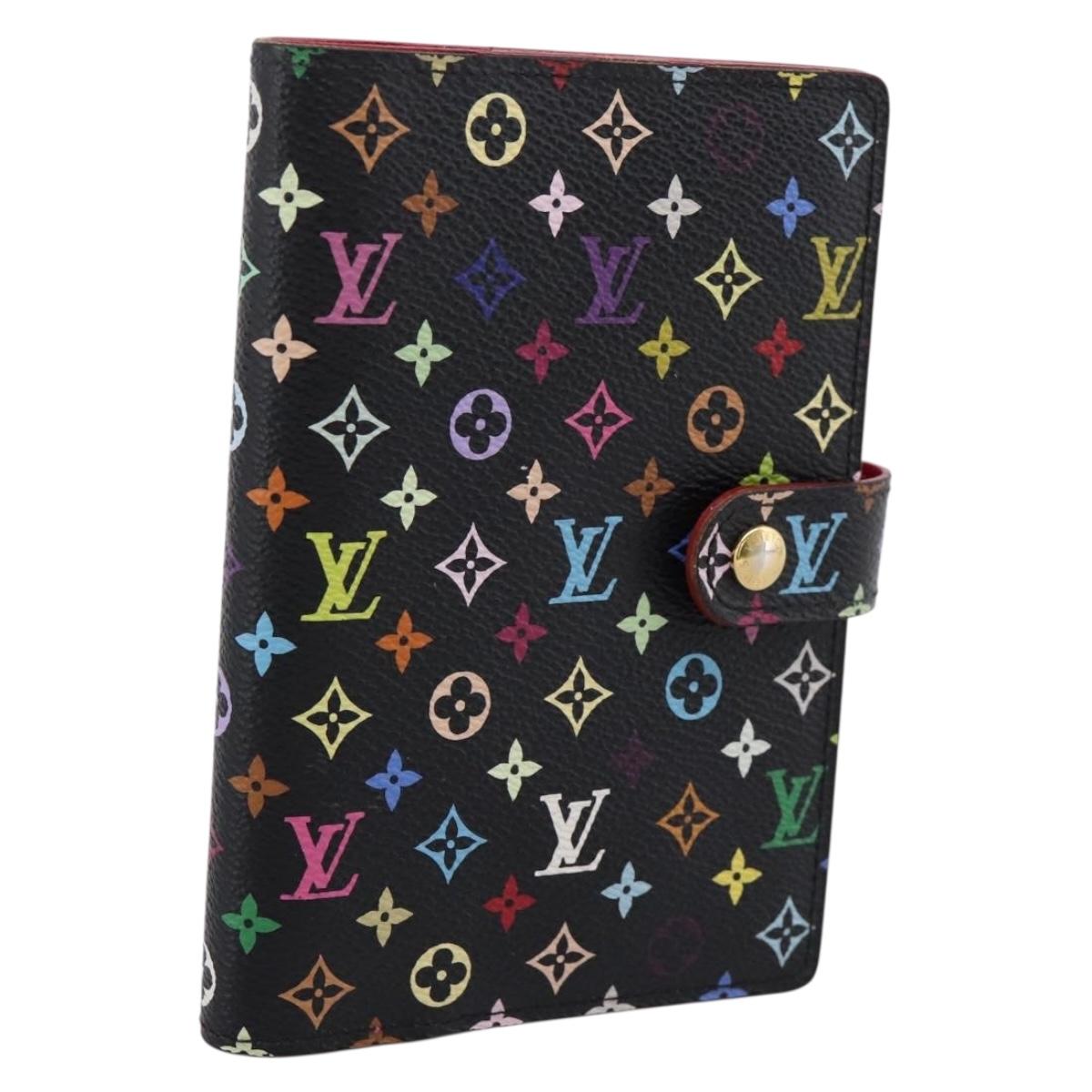 LOUIS VUITTON Monogram Multicolor Agenda PM Cover Black R21076 Auth 206303A