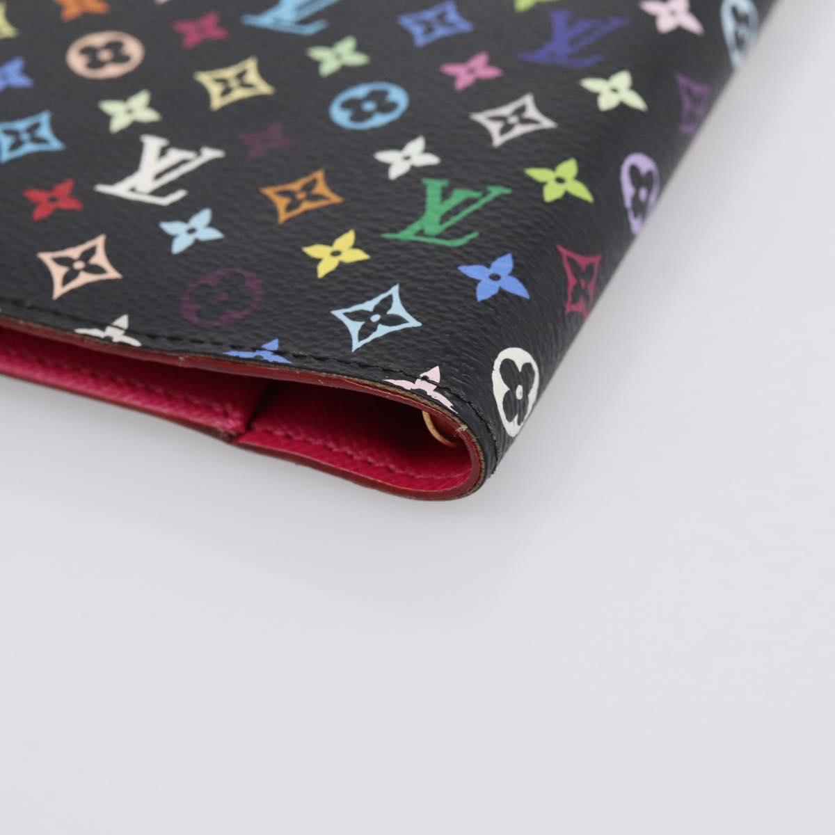 LOUIS VUITTON Monogram Multicolor Agenda PM Cover Black R21076 Auth 206303A
