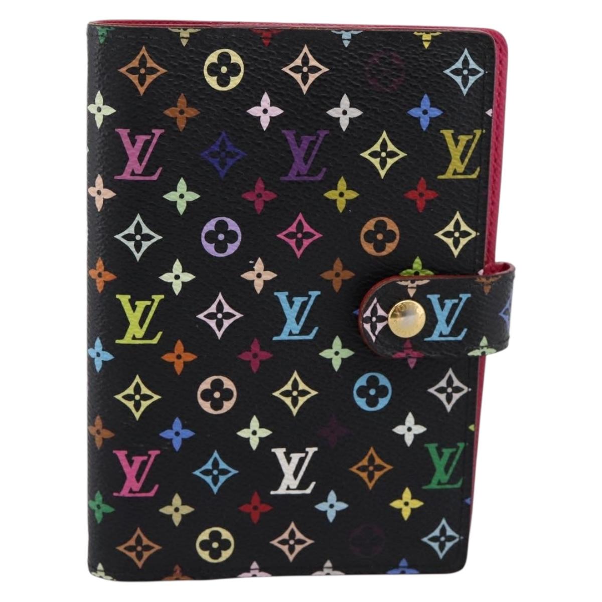LOUIS VUITTON Monogram Multicolor Agenda PM Cover Black R21076 Auth 206303A
