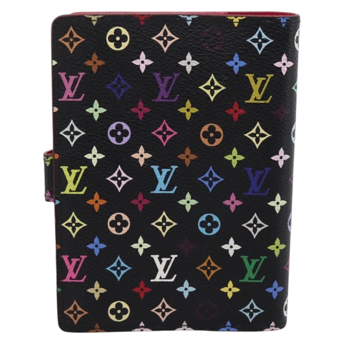 LOUIS VUITTON Monogram Multicolor Agenda PM Cover Black R21076 Auth 206303A