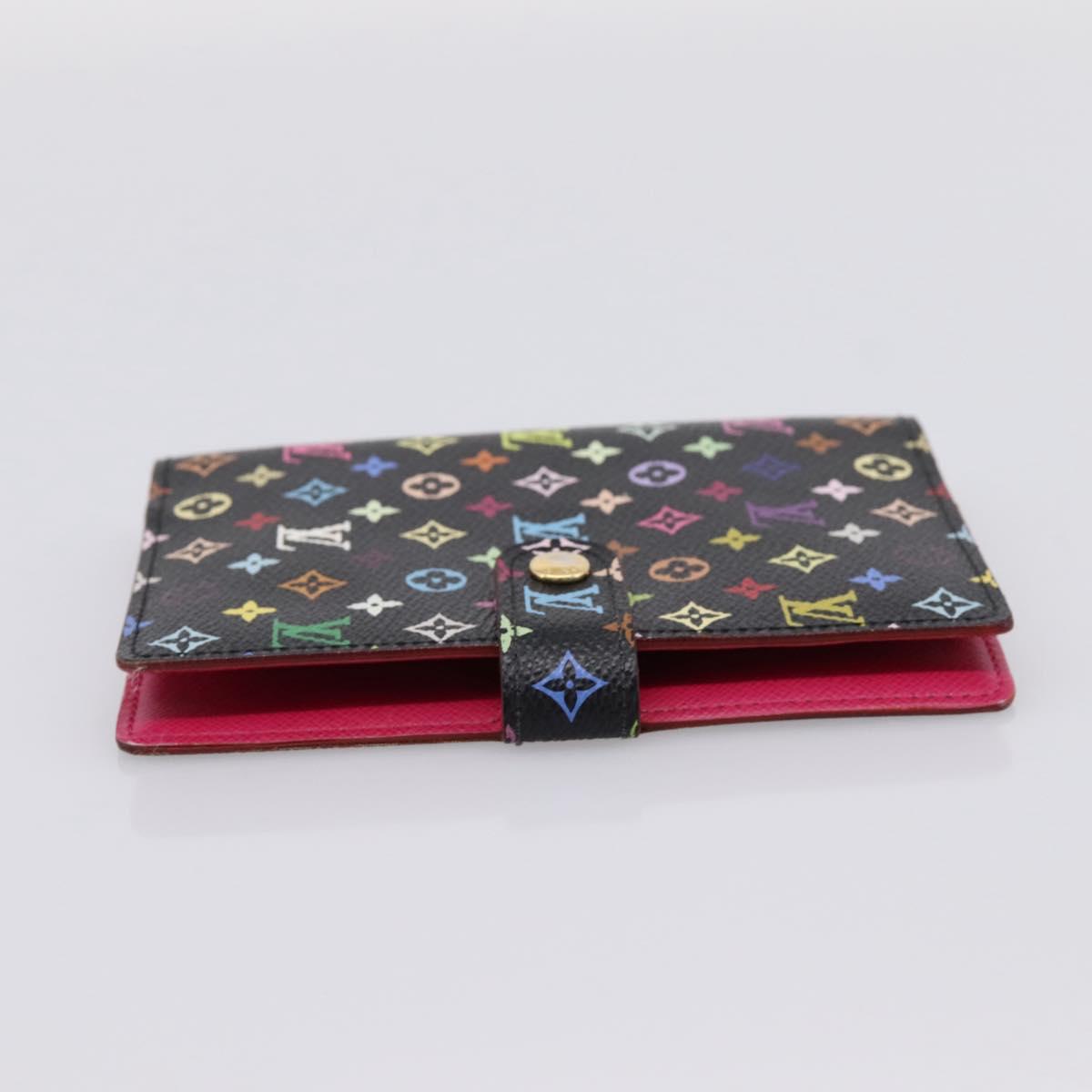 LOUIS VUITTON Monogram Multicolor Agenda PM Cover Black R21076 Auth 206303A