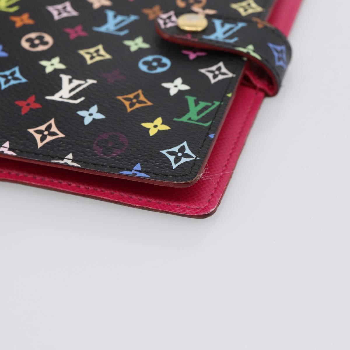 LOUIS VUITTON Monogram Multicolor Agenda PM Cover Black R21076 Auth 206303A