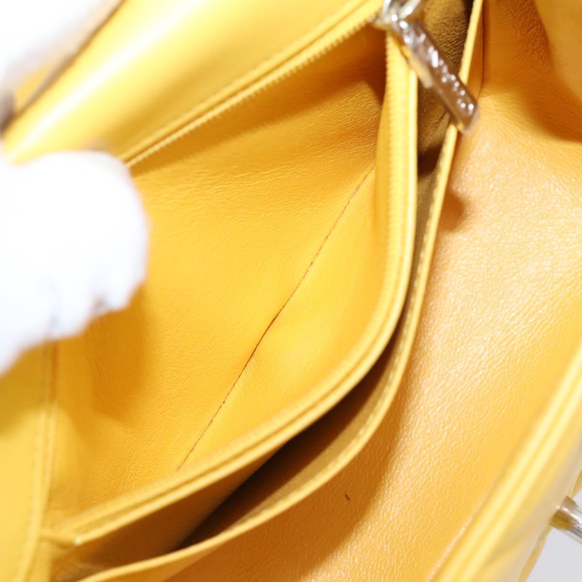 CHANEL V Stitch Chain Shoulder Bag Lamb Skin Yellow Silver CC Auth 206310SAM