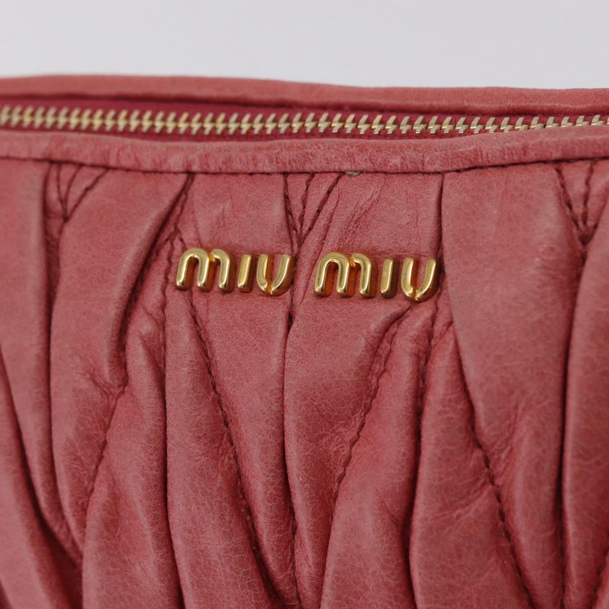 Miu Miu Matelasse Shoulder Bag Leather Pink Gold Auth 206317M