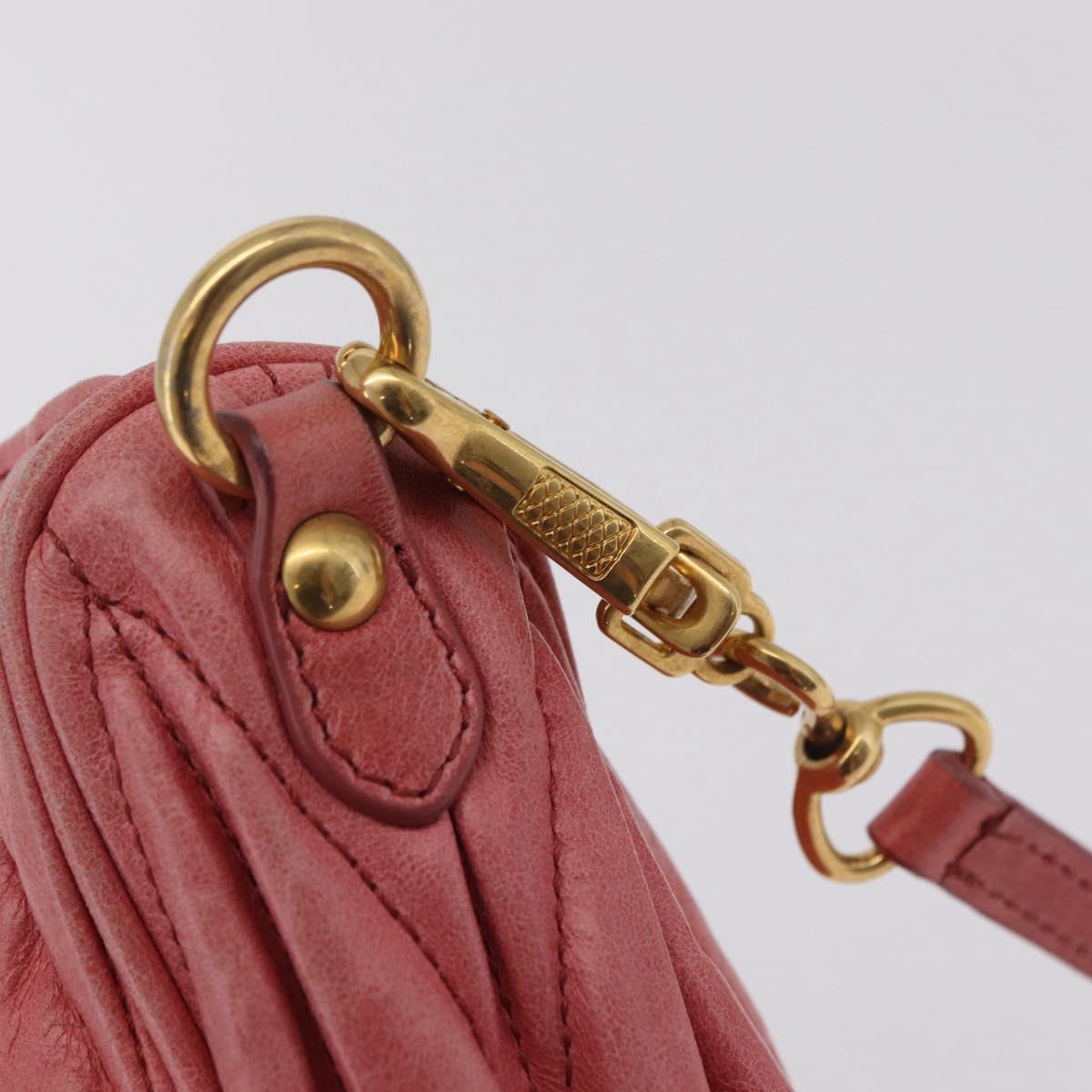 Miu Miu Matelasse Shoulder Bag Leather Pink Gold Auth 206317M