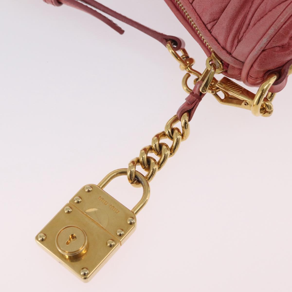 Miu Miu Matelasse Shoulder Bag Leather Pink Gold Auth 206317M